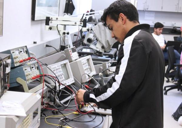 student working in lab