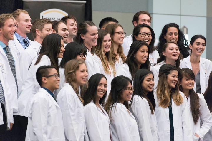 Nursing students at a white coat ceremony. 