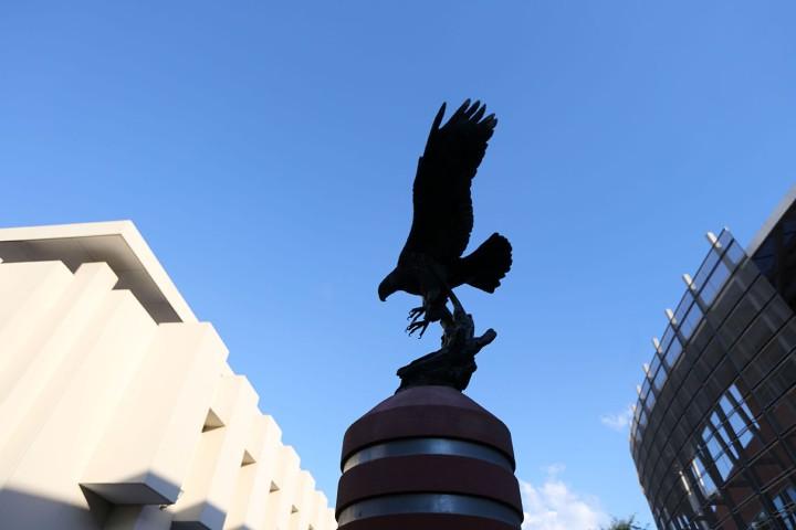 Golden Eagle Statue viewed from below.