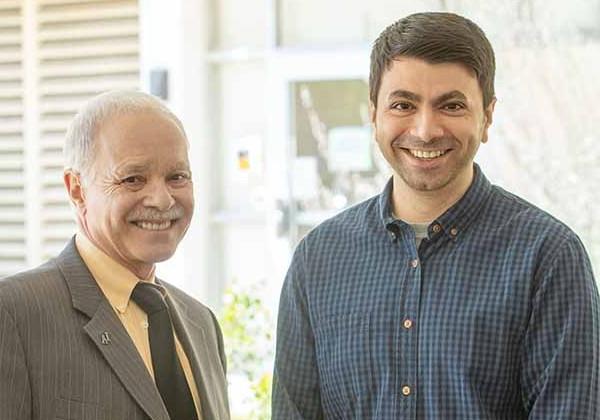 Lecturer Nidhin 帕特尔 (left) 和 加州大学洛杉矶分校 President William Covino